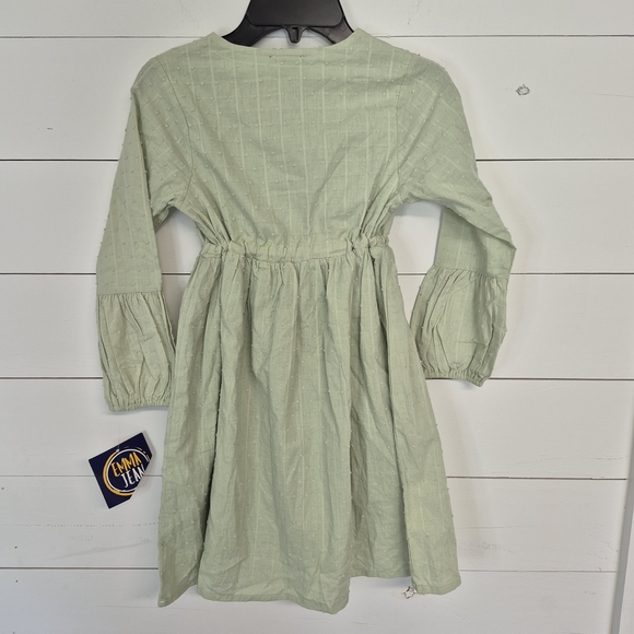 Emma Jean Sage Dress With Bottons And Drawstring Waist - Picture 6 of 8
